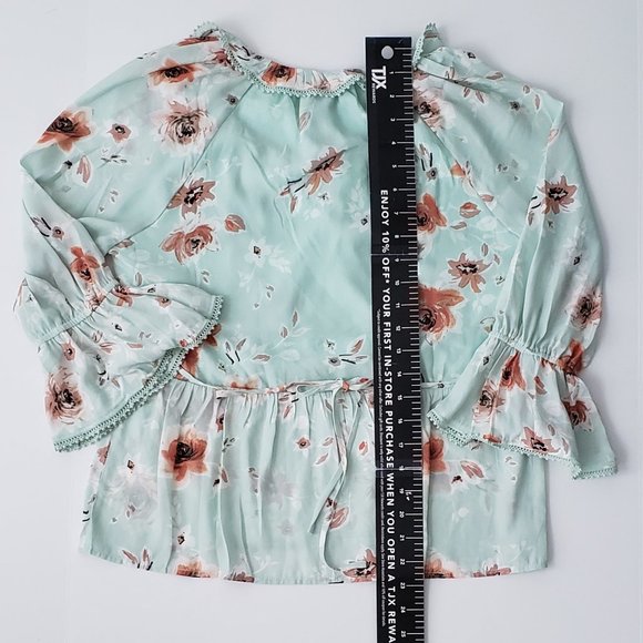 AMERICAN RAG 3/4 Sleeve Ruffle Neck Peplum Top - Picture 8 of 10